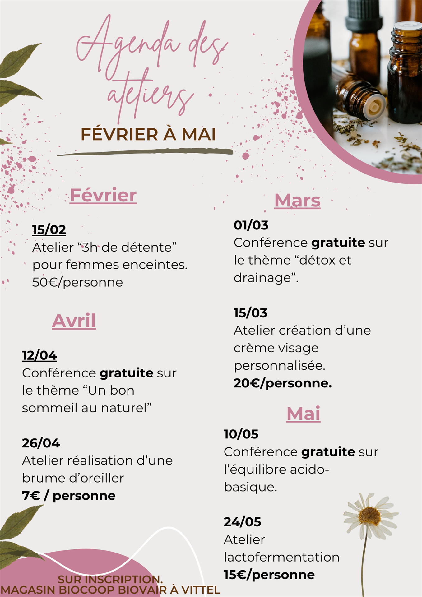 CONFERENCES & ATELIERS  de Mars à Mai