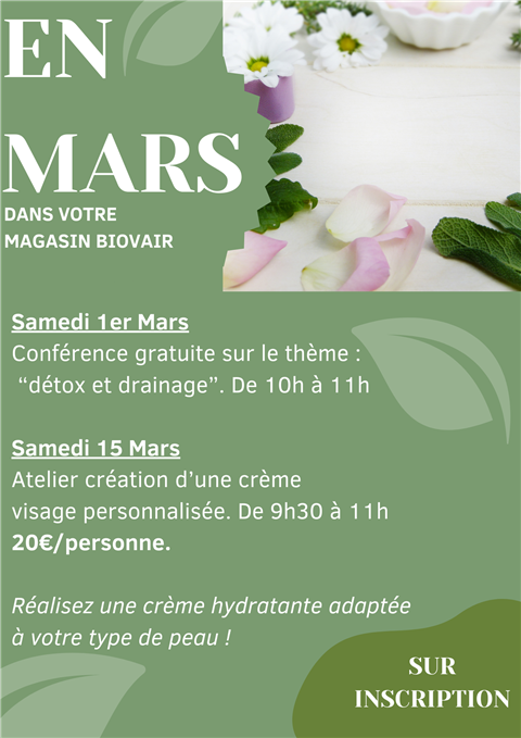 CONFERENCE ET ATELIER  en mars